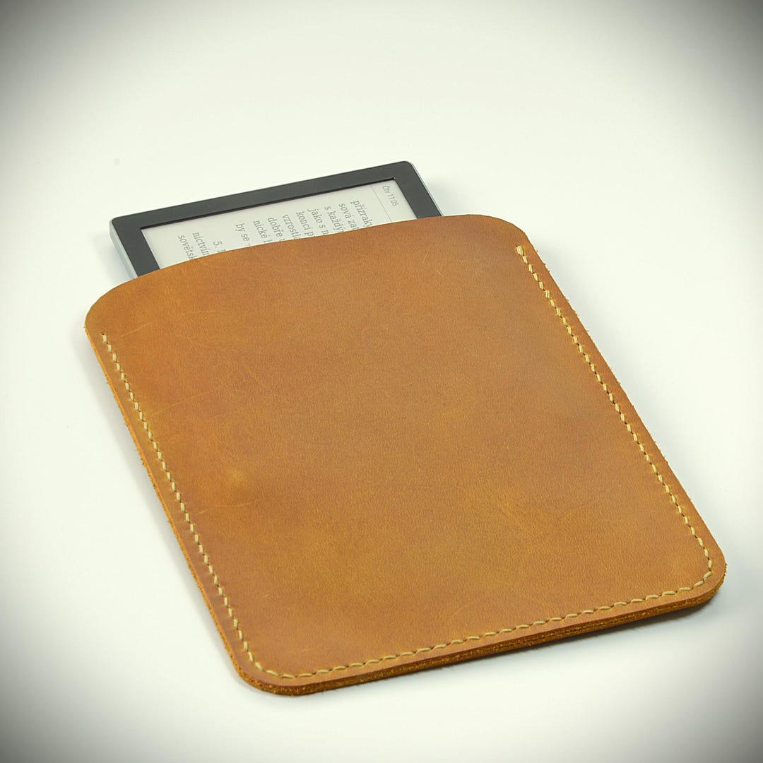 Hand Stitched Leather E-reader Case, Crazy Horse Leather Cover ...