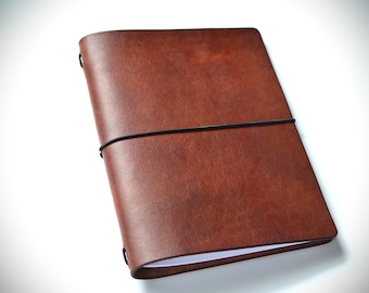 Classic Leather Traveler's Journal, Burnished Edges, Elastic Closure, Timeless Design