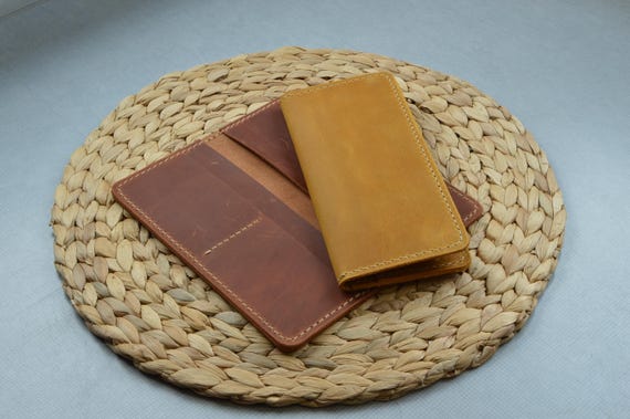 Bifold Leather Long Wallet/Crazy Horse Wallet/Hand stitched leather wallet/Birthday or Christmas Gift