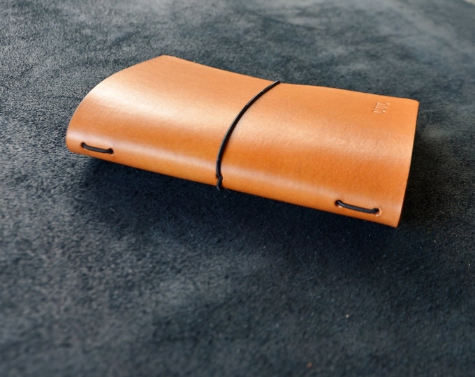 Leather Traveler's Journal Cover: Refillable Midori Style Notebook