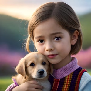 The unbreakable bond between a little girl and a puppy, side by side, sharing secrets that only they understand