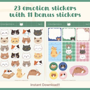 Cat Mood Stickers | Hand-drawn Emoji, Goodnotes Planner (digital) - Etsy