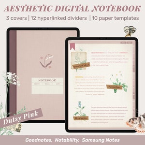 Vintage Floral Digital Notebook, Goodnotes Planner (PDF)