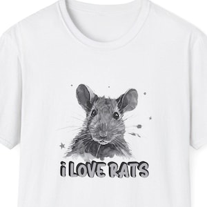 LOVE RATS  Rat Tee, wear this quirky ratty tshirt and have a little fun -  a special gift for any Rat Fan fast shipping