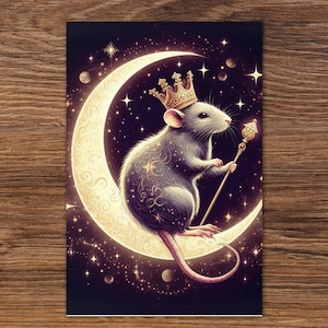 Adorable Celestial Rat Greeting Card | Perfect for Any Occasion for your rat mouse loving friend