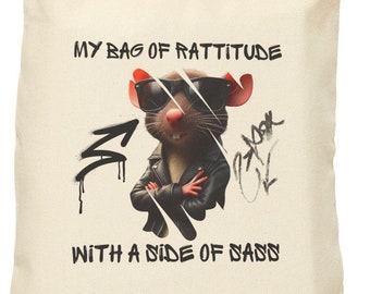 Whimsical Rat Tote Bag – Cute, Durable 100% Cotton Canvas with Playful Rat Design – Perfect for Rat Lovers!