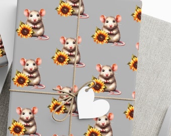 Rat with Sunflower - Rat-tastic Wraps: Add Rodent Charm to Your Gifts!  check out Matching Card
