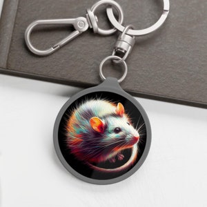 Vibrant Rat Keyring, Unique Christmas Gift for Rodent Enthusiasts, Fun Backpack Charm