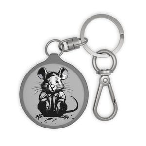 Cute Rat Keyring Tag, Rat Lover Gift, Christmas Rat Keychain, Vibrant Color Key Holder, Unique Bag Accessory, Backpack Charm