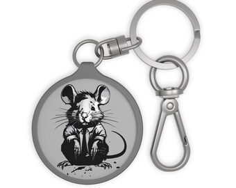Wood Gray Hooded Rat Keychain: Gift for Mice Lovers, Vet Techs