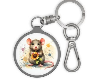 Wood Gray Hooded Rat Keychain: Gift for Mice Lovers, Vet Techs
