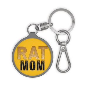 Rat Mom Keyring Tag, Rat Lover Gift, Christmas Rat Keychain, Vibrant Color Key Holder, Unique Bag Accessory, Backpack Charm