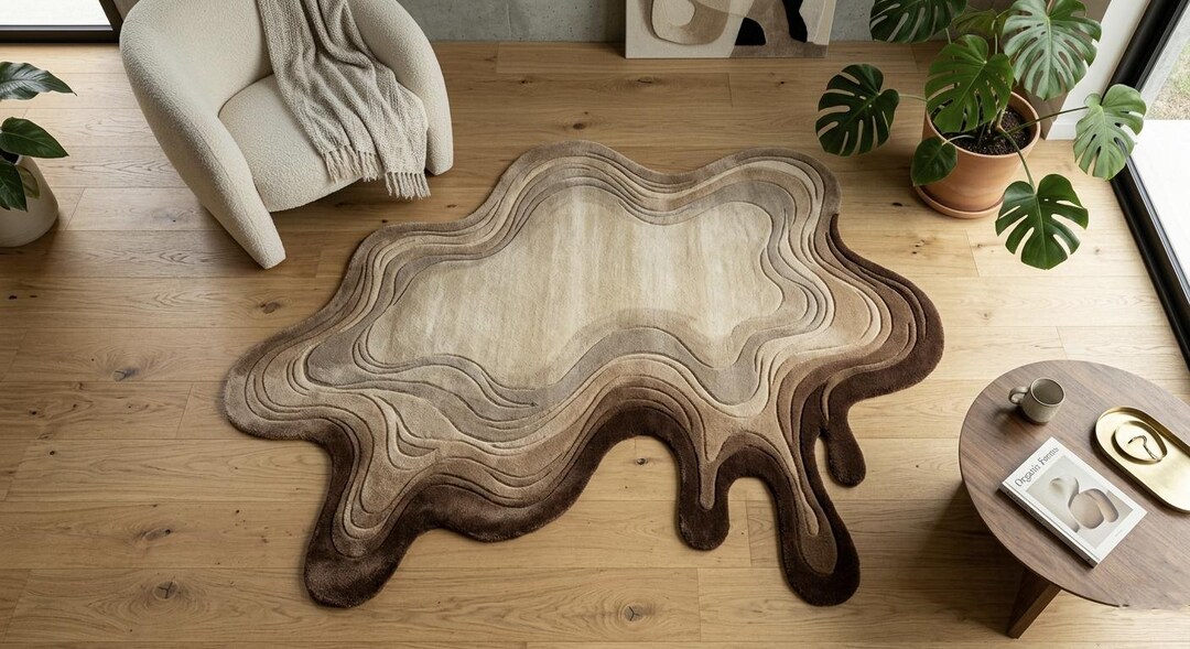 Dripping Rug Melting Organic Shaped Wool Rug Abstract Dripping Hand Tufted Carpet 3D ...