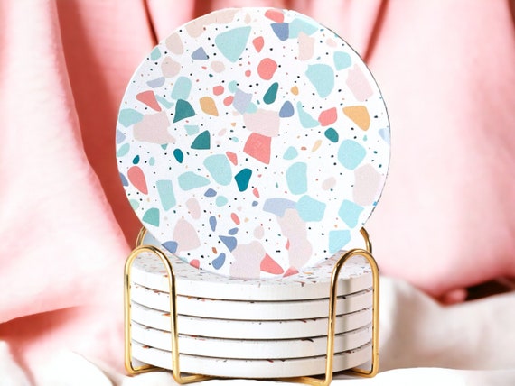 Lot De 6 Sous-verres Ronds Absorbants En Céramique Avec Support, Sous