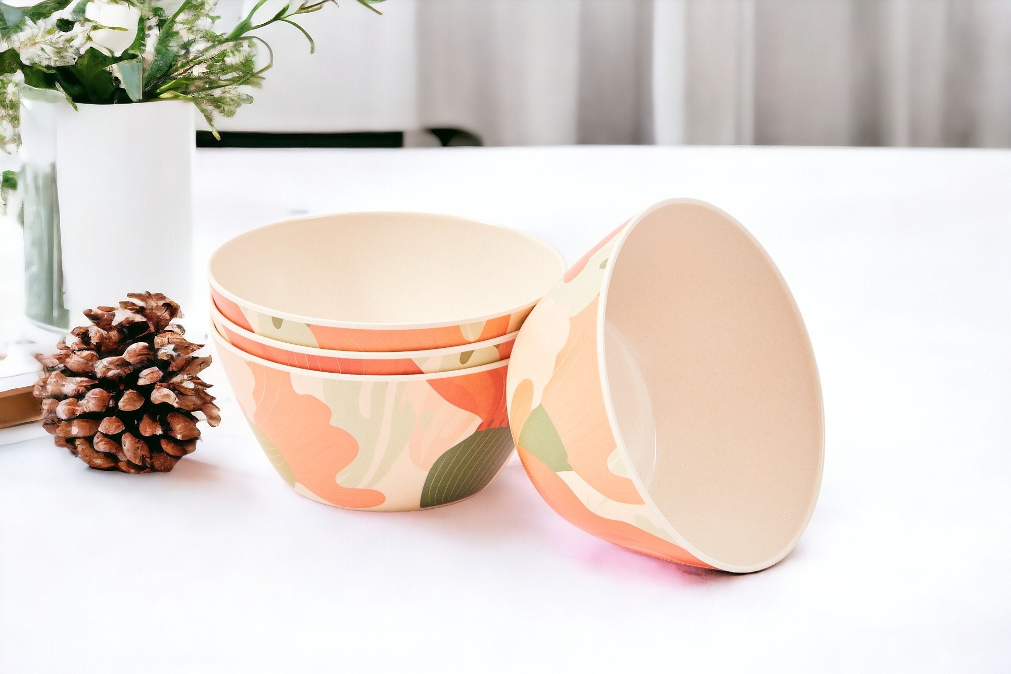 Sustainable Eco-Friendly Bamboo Bowls, Cereal Bowls, Soup Bowls, Snack Bowls, Unbreakable Bowls for Kids, Dinnerware Dessert Bowls