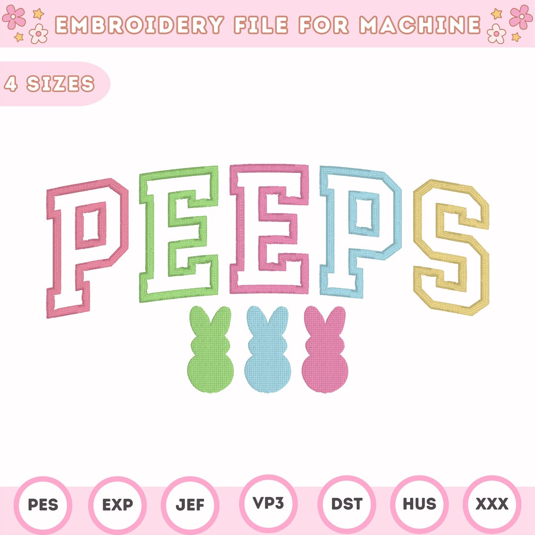 Peeps Applique Machine Embroidery Design, Easter Arched Applique Design
