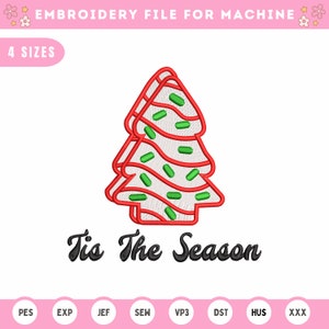 Christmas Tree Cake Embroidery Design, Oh Christmas Tree, Christmas Gifts, Merry Christmas Embroidery Machine File 4 sizes, Instant Download