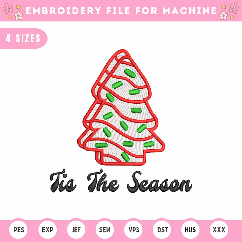 Christmas Tree Cake Embroidery Design, Oh Christmas Tree, Christmas