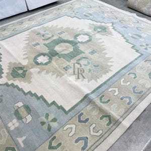 Oshak rug 8x10, 9x12, 10x14 ft Quick Ship! Exquisite Lavender Beige Hand Knotted Rugs for Living Room - Antique Style Contemporary Rug