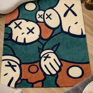 KAWS Inspirierter Abstrakter Handgetufteter Teppich Moderner Pop-Art-Teppich, Luxus-Designer-Statementteppich, ästhetischer Bodendekor Bild 5
