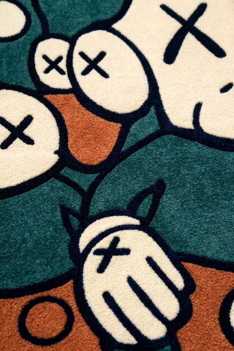 KAWS Inspirierter Abstrakter Handgetufteter Teppich Moderner Pop-Art-Teppich, Luxus-Designer-Statementteppich, ästhetischer Bodendekor Bild 7
