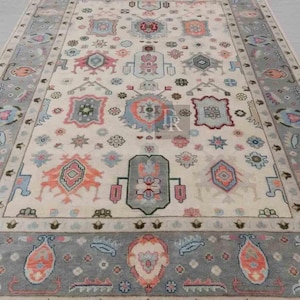 Pastle Beige Oushak style Hand Knotted Rug 4x6, 5x8, 6x9, 8x10, 9x12, 10x14 ft Handmade Rugs for Living Room - Antique Contemporary rug
