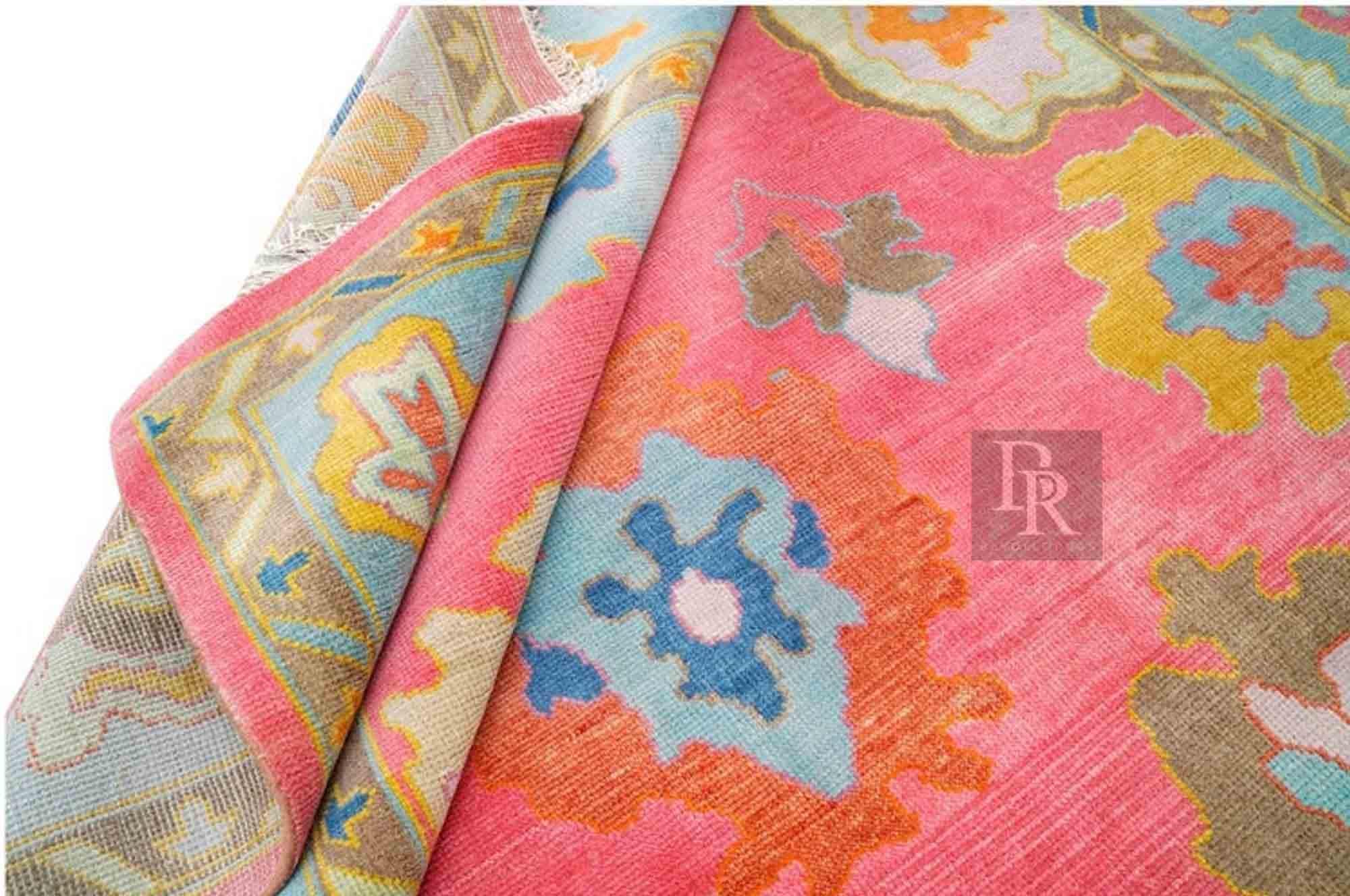 Exquisiter Rosa Oushak Stil Handgeknüpfter Teppich 4x6, 5x8, 6x9, 8x10, 9x12, 10 x 14 ft Handgefertigte Teppiche für Wohnzimmer - Antiker Teppich!