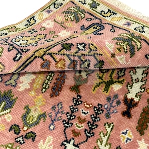 Exquisite Pink Turkish Hand Knotted Rug 4x6 5x8 6x9 8x10 9x12 10x14 ft Handmade Rugs for Living Room Bedroom Office Contemporary rug 8x10ft