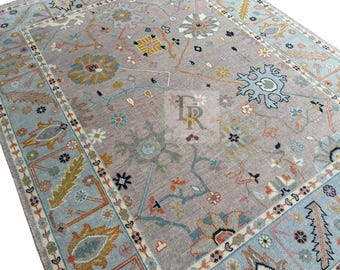 Weicher Grauer Oushak Teppich - 4x6, 5x8, 6x9, 8x10, 9x12, 10 x 14 ft & Läufer - Persische Webart Luxus Handgemachte Teppiche für Wohnzimmer, Schlafzimmer
