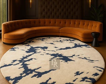 Luxus Rund Hand getuftet Teppich 200x250 Marmor Abstrakt Wollteppich Moderne Wohnzimmer Designer Teppich Benutzerdefinierte Größe Premium Handgemacht