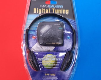 May include: A new Sony FM/AM Walkman digital tuning radio, model SRF-M32, in its original packaging. The package includes a black headset and features 10 direct memory presets, an LCD display with a clock, and a belt holder.