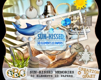 Zestaw Sun-Kissed Memories firmy Grazy Scrapbook Zestaw do scrapbookingu Papiery cyfrowe do druku