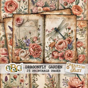 Dragonfly Garden – Shabby Chic Junk Journal Kit image 2