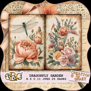 Dragonfly Garden – Shabby Chic Junk Journal Kit image 7