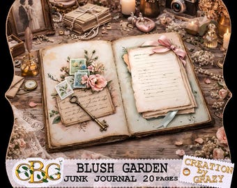 Blush Garten Träumerei – Shabby Chic Junk Journal Kit Printable Paper