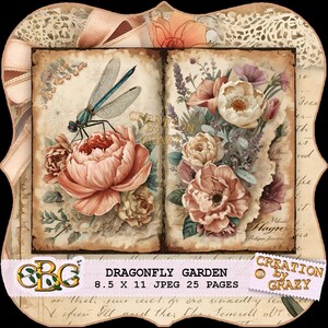 Dragonfly Garden – Shabby Chic Junk Journal Kit image 4