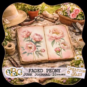 Faded Peony – Shabby Chic Junk Journal Kit image 1