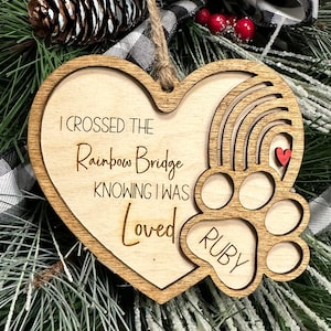 Adorno conmemorativo para mascotas con láser Glowforge, archivo Rainbow Bridge