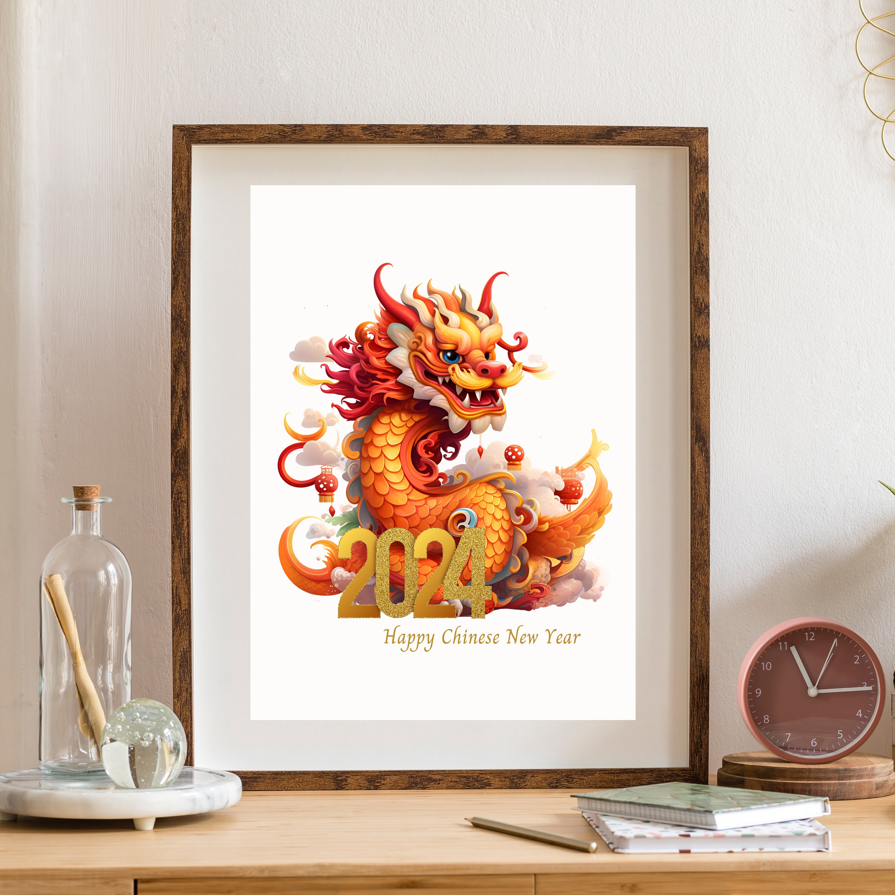 Chinese New Year Wall Art 2024, Happy Chinese New Year Wall Decor, Happy Chinese New Year Wall