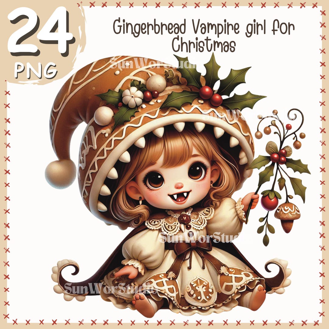 Gingerbread Vampire Girl Christmas PNG Clipart (digital Download) - Etsy