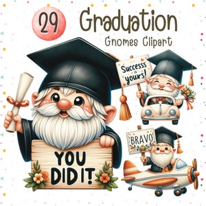 Clipart de gnomo de formatura, Parabéns png, Parabéns gnomos, Celebrações, Cartão de parabéns, Cartão para impressão, presente de parabéns