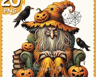 Creepy Witch Clipart: Halloween PNG Bundle (Digital Download)