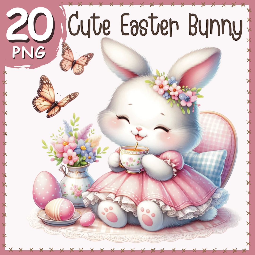 Easter Bunny Clipart Bundle, Happy Easter Watercolor, Watercolor Easter ...