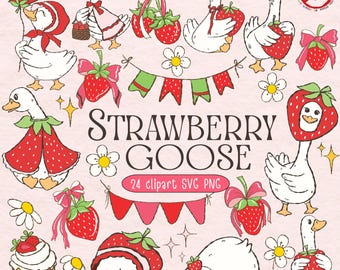 Strawberry Goose PNG Clipart: Summer Goose Social Club (SVG, EPS)