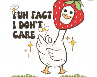 Fun Fact i don't care PNG | Summer Strawberry goose png | Trending png | Funny png |Goose Social Club members, Funny goose Trendy