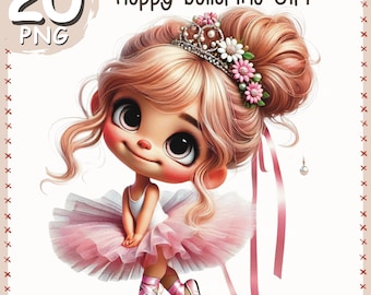 Paquete de imágenes prediseñadas de bailarina: Niña feliz PNG (Descarga digital)