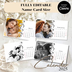Editable 2025 Photo Calendar Template I Custom  Design for Canva I Customizable 2025 Calendar | Editable Canva Template | Business Card Size
