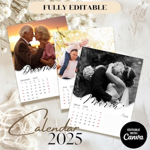 Editable 2025 Photo Calendar Template I Custom  Design for Canva I Photo Calendar 2025