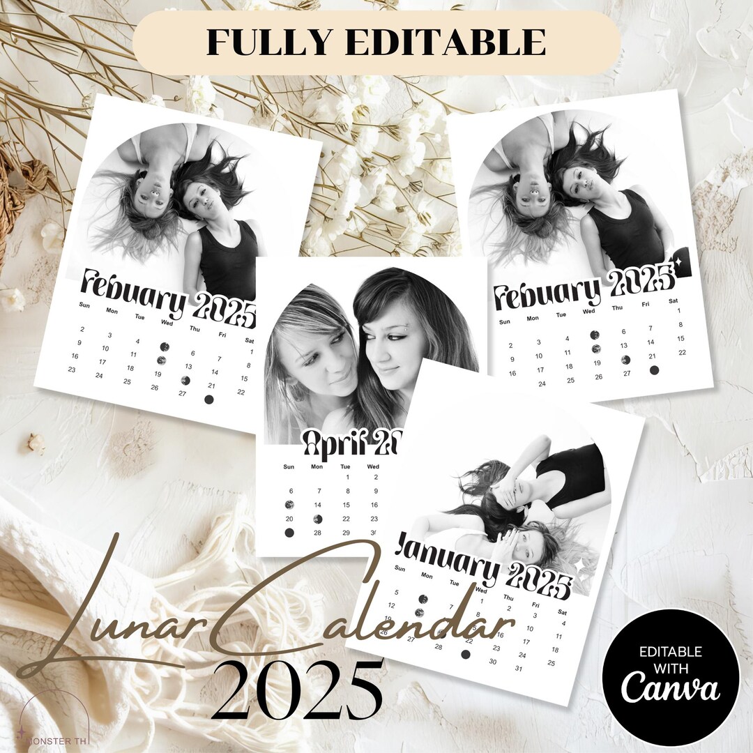 Editable 2025 Calendar Template L 2025 Lunar Calendar L Lunar Planner L ...