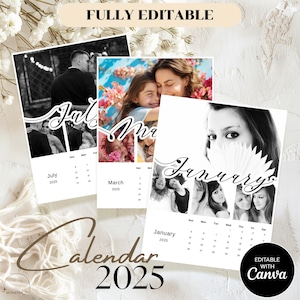 Editable 2025 Photo Calendar Template I Custom  Design for Canva I Mini Calendar 2025